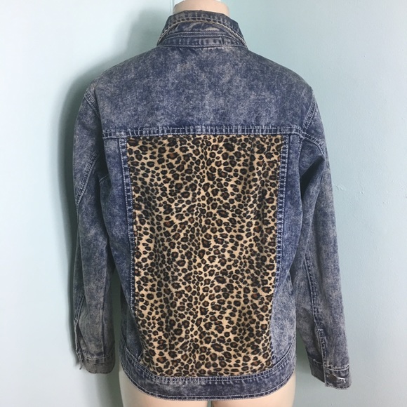 leopard print denim jacket